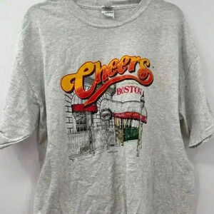Boston Cheers Gray Graphic Short Sleeve T-Shirt Men's XL Classic Casual Tee